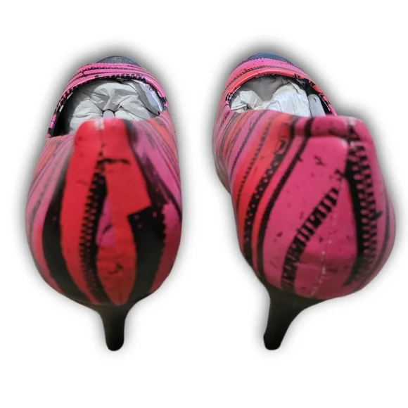 Abbey Dawn Hot Pink Zip It Platform Stiletto Heels NIB - Picture 3 of 8